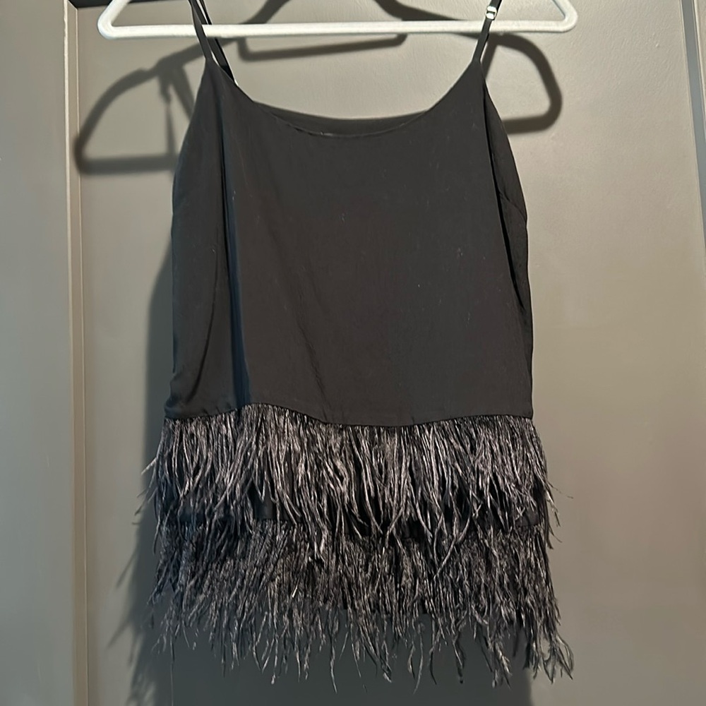 Design Lab Black Feather Tank Top Size Medium- Never Worn